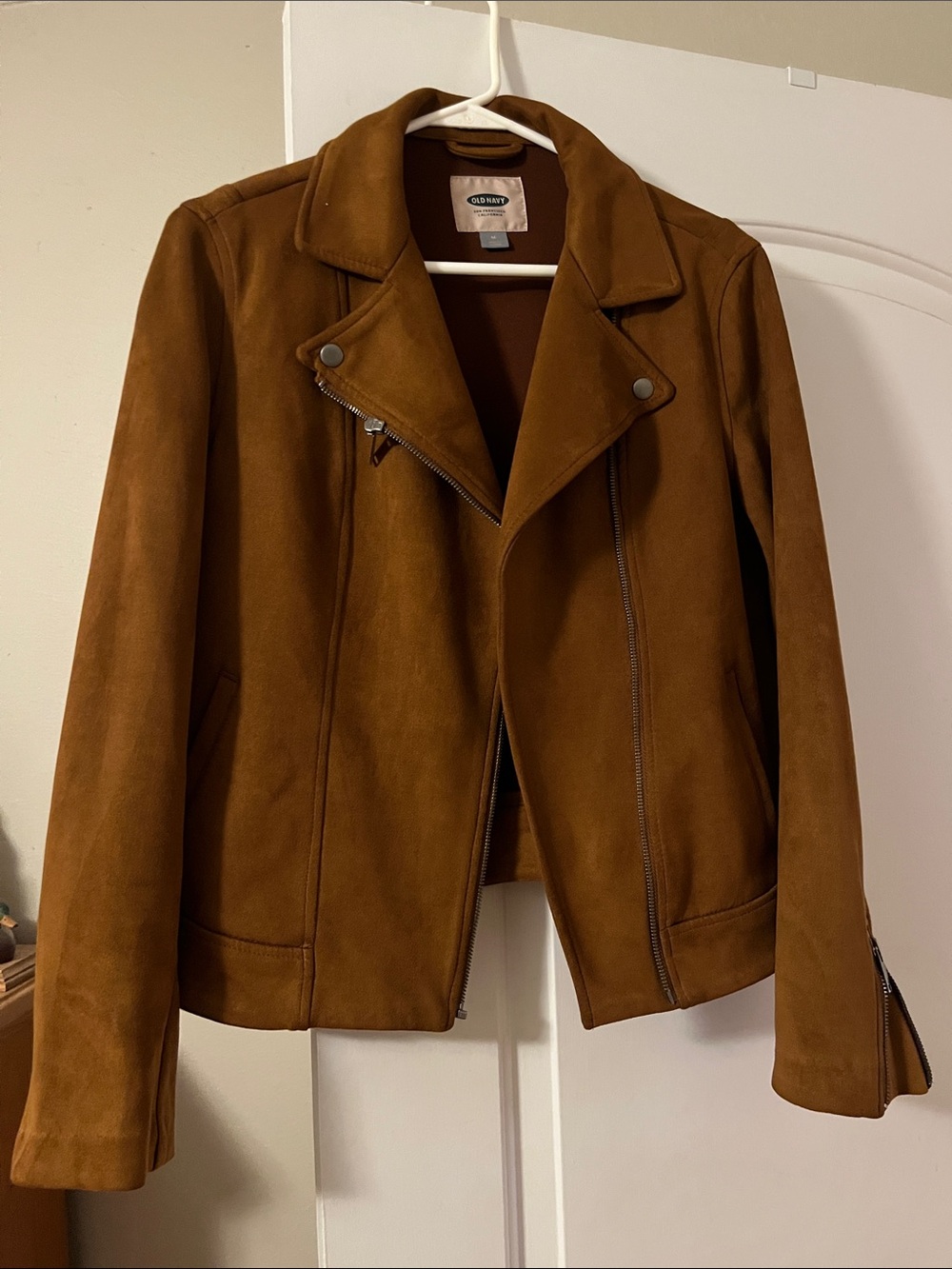 Old Navy Chestnut Brown Suede Moto Jacket